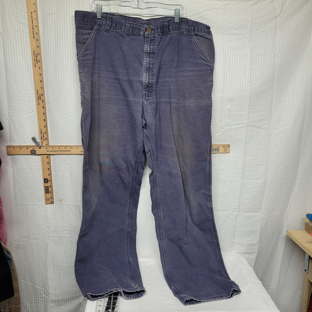 Vintage Carhartt B11 PTL Petrol Blue Washed Duck Dungaree Work Pants 44x36